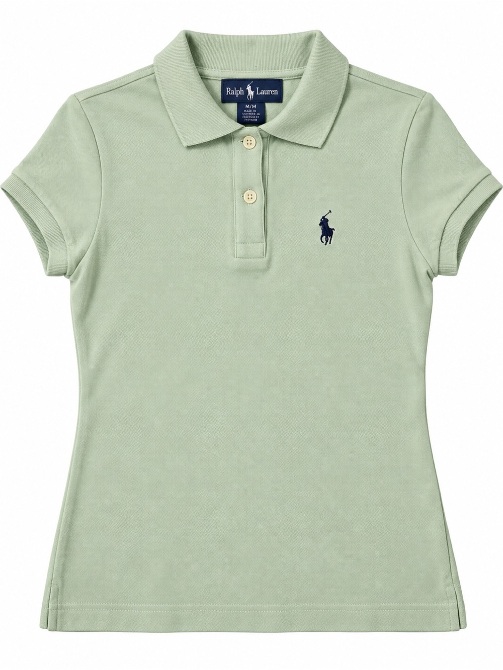 Vintage Ralph Lauren Girls' Light Green Polo Shirt Large Junior size